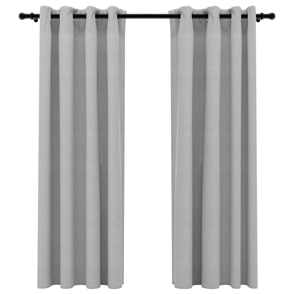 Vidaxl gordijnen linnen-look verduisterend ogen 2 st 140x175 cm grijs