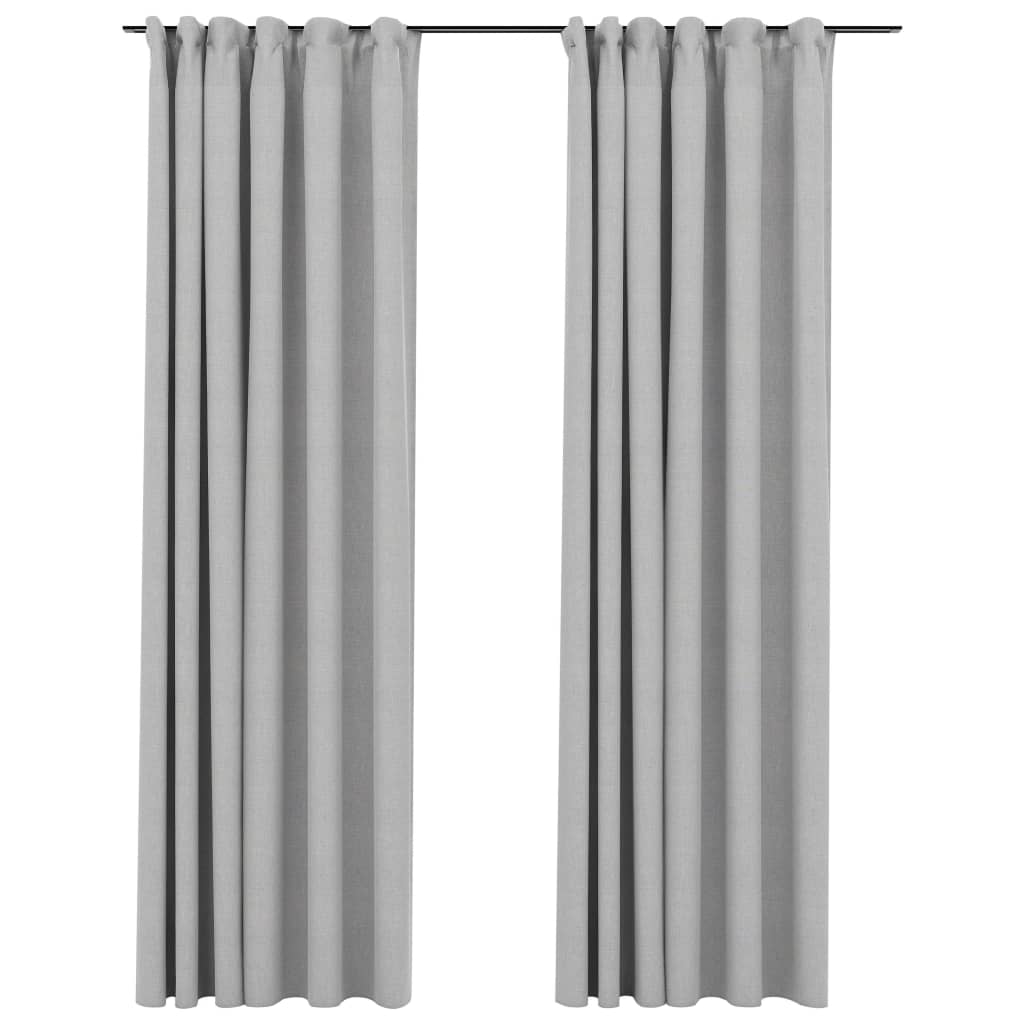 Vidaxl gordijnen linnen-look verduisterend haken 2 st 140x225 cm grijs