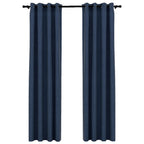 Vidaxl gordijnen linnen-look verduisterend ogen 2 st 140x225 cm blauw