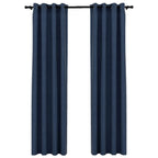 Vidaxl gordijnen linnen-look verduisterend ogen 2 st 140x245 cm blauw