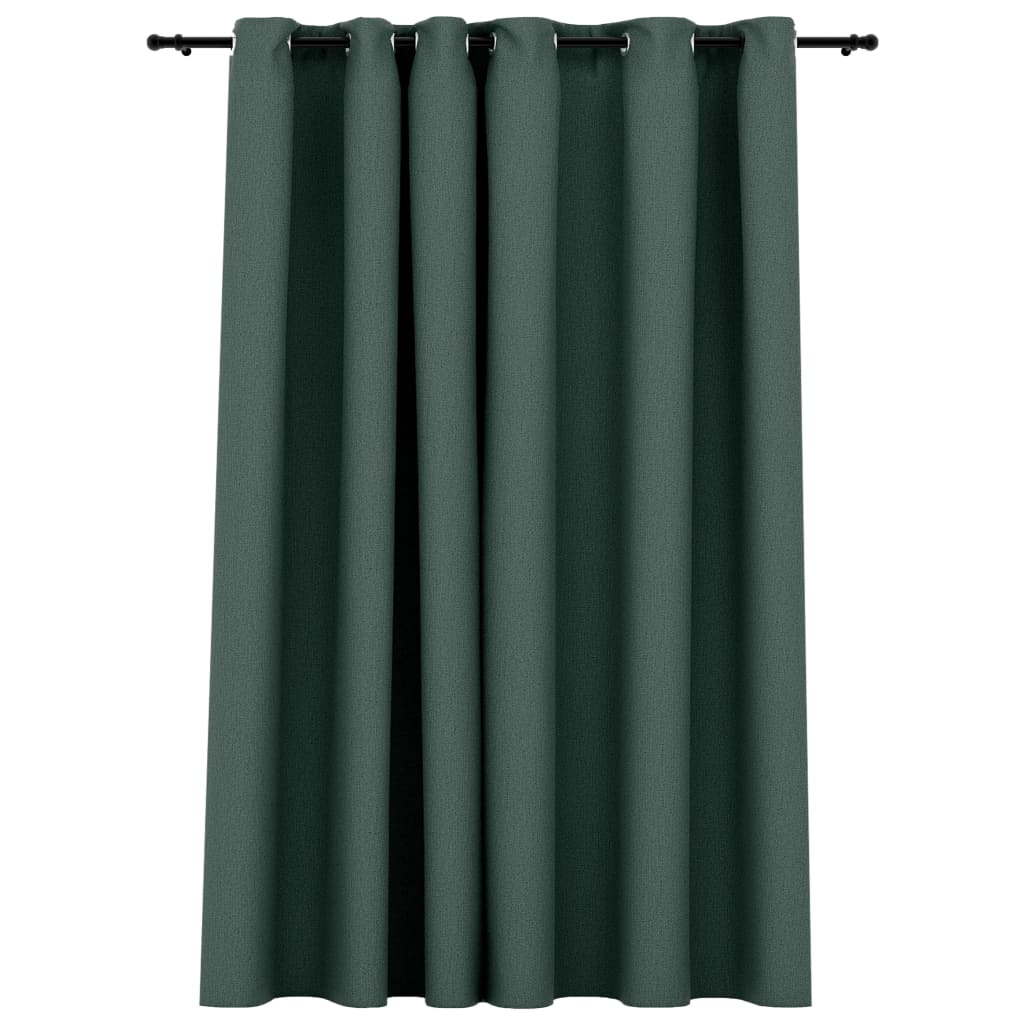Vidaxl gordijn linnen-look verduisterend met ogen 290x245 cm groen