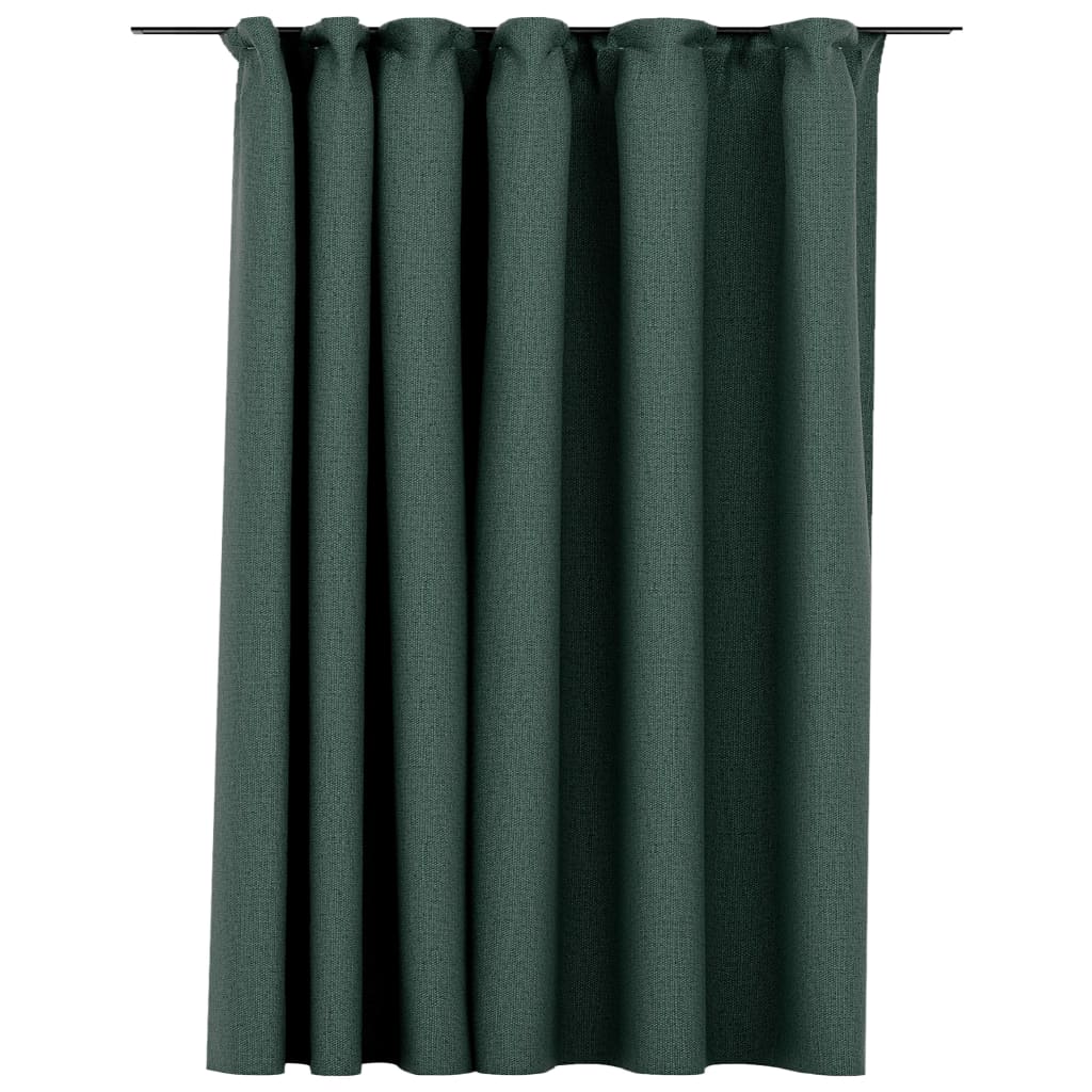 Vidaxl gordijn linnen-look verduisterend met haken 290x245 cm groen