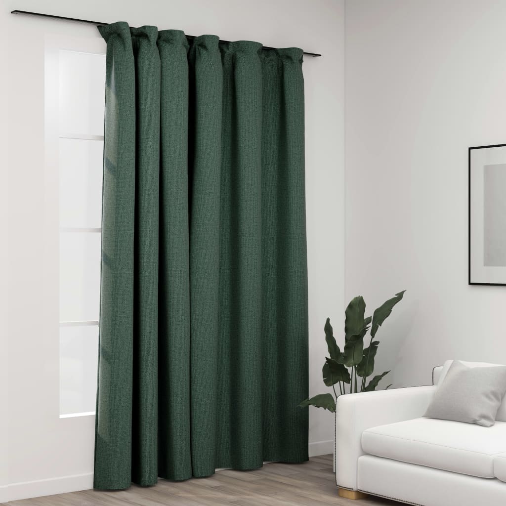Vidaxl gordijn linnen-look verduisterend met haken 290x245 cm groen
