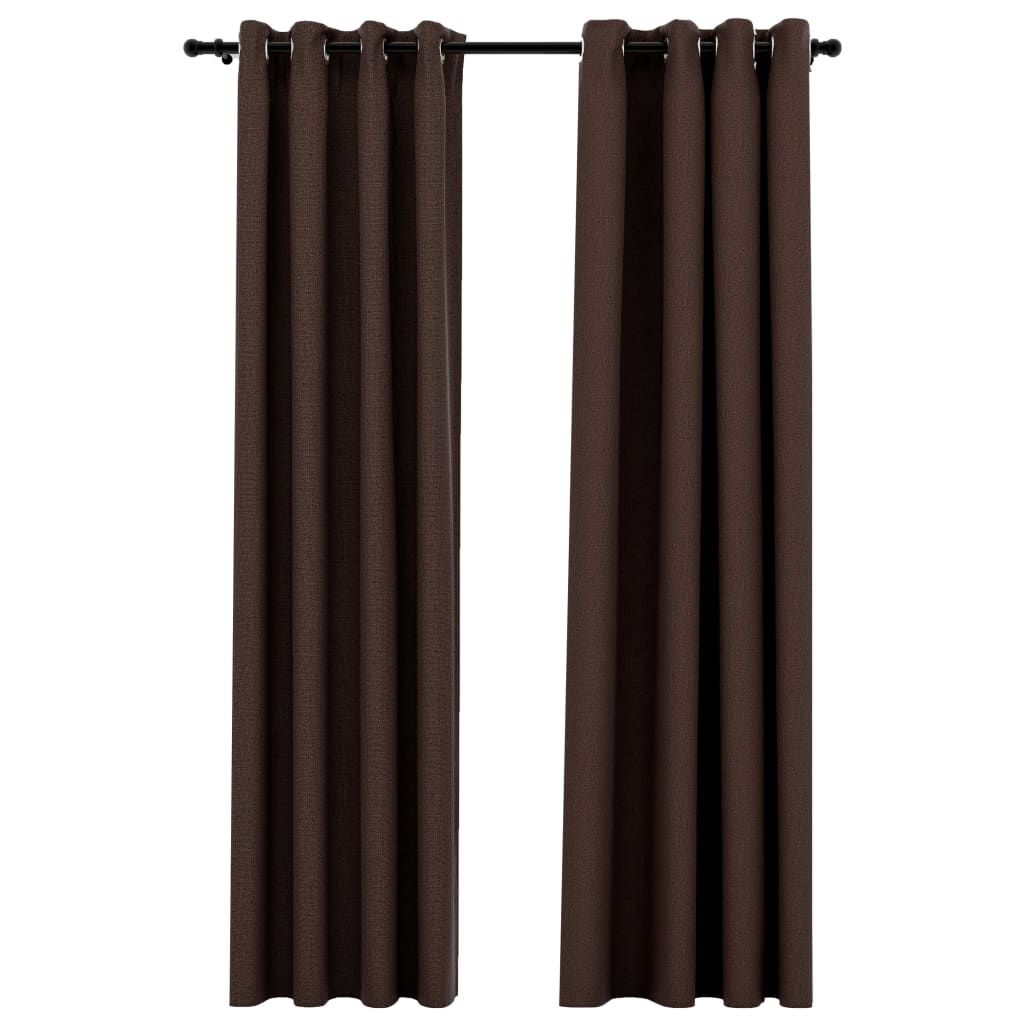 Vidaxl gordijnen linnen-look verduisterend ogen 2 st 140x245 cm taupe