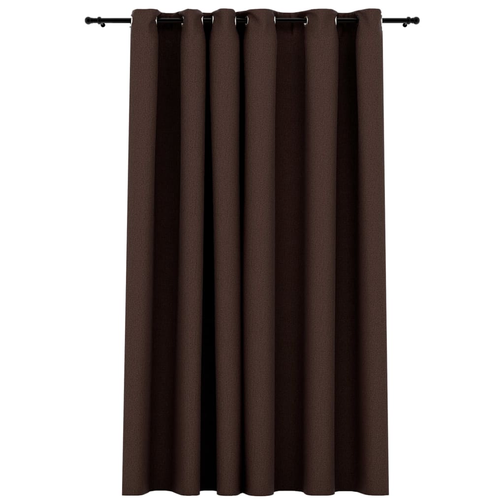 Vidaxl gordijn linnen-look verduisterend met ogen 290x245 cm taupe