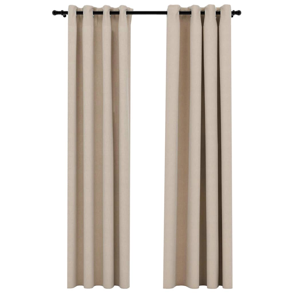 Vidaxl gordijnen linnen-look verduisterend ogen 2 st 140x225 cm beige