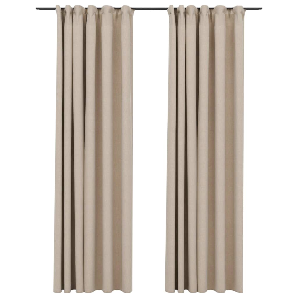 Vidaxl gordijnen linnen-look verduisterend haken 2 st 140x225 cm beige