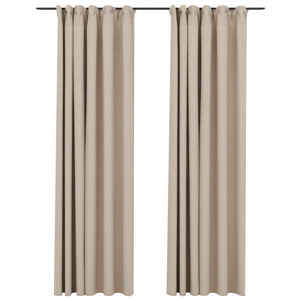 Vidaxl gordijnen linnen-look verduisterend haken 2 st 140x245 cm beige