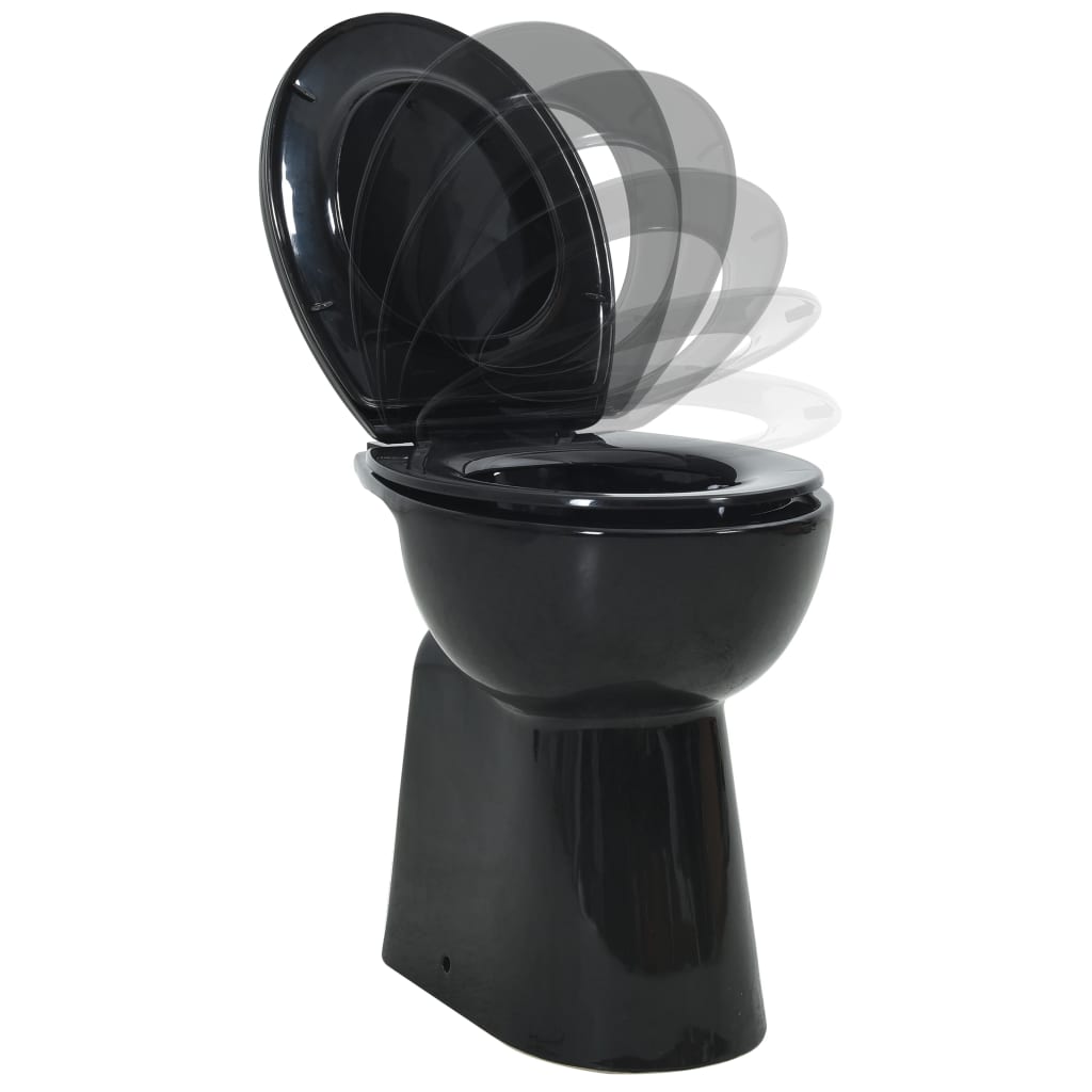 Vidaxl randloos toilet 7 cm extra hoogte soft-close keramiek zwart