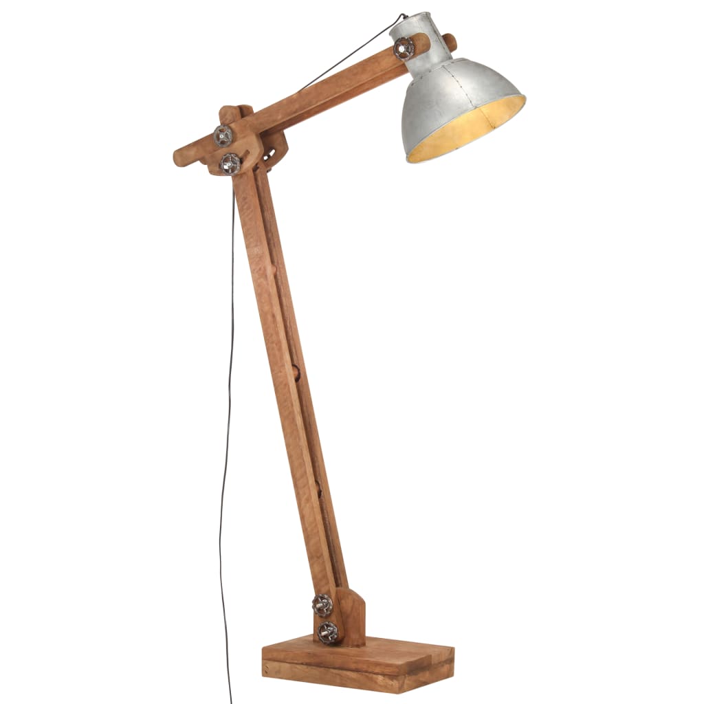 VidaXL Vloerlamp E27 massief mangohout zilverkleurig