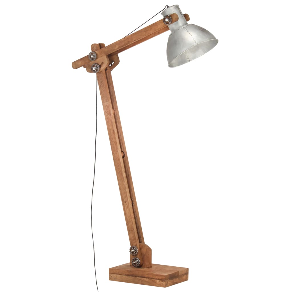 VidaXL Vloerlamp E27 massief mangohout zilverkleurig