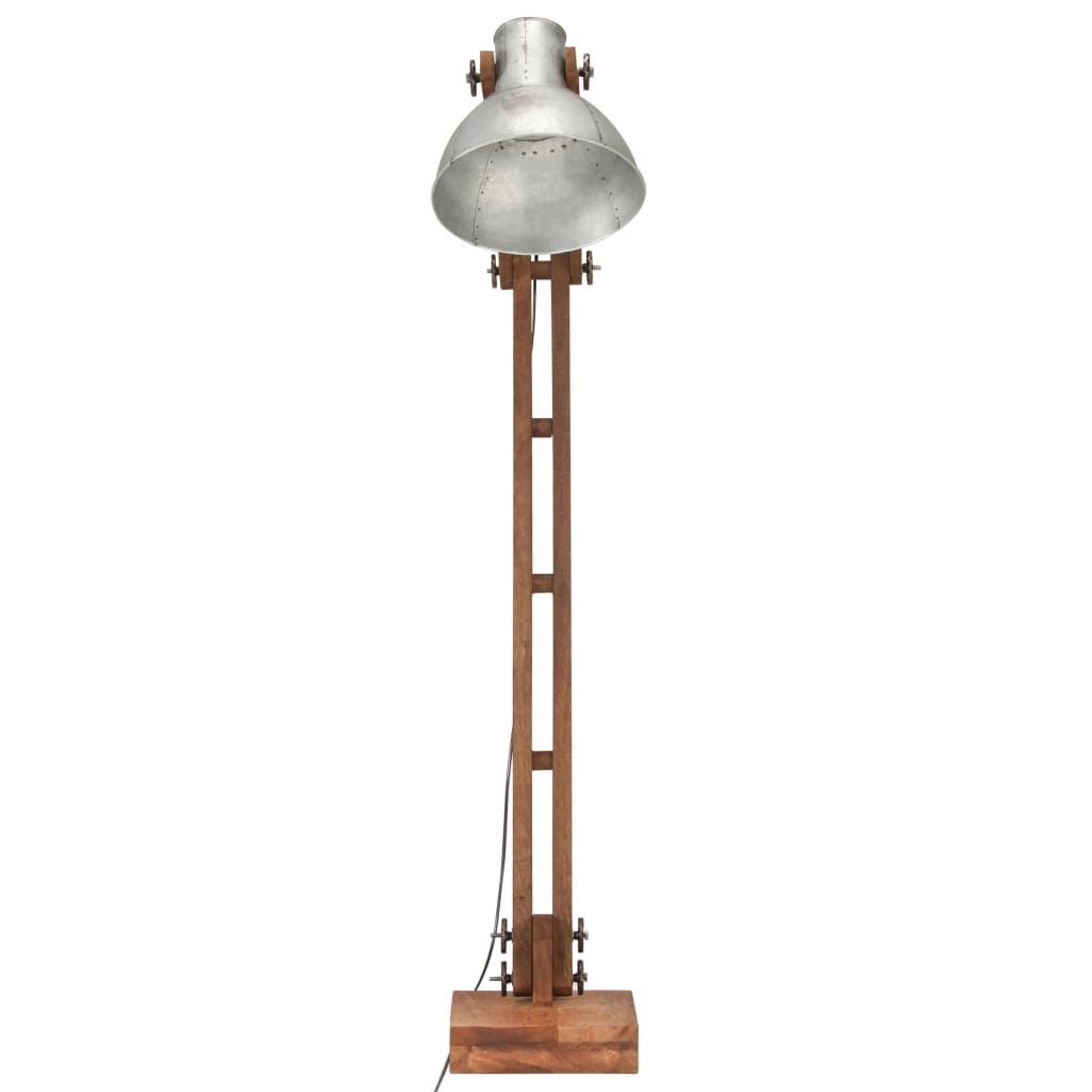 VidaXL Vloerlamp E27 massief mangohout zilverkleurig