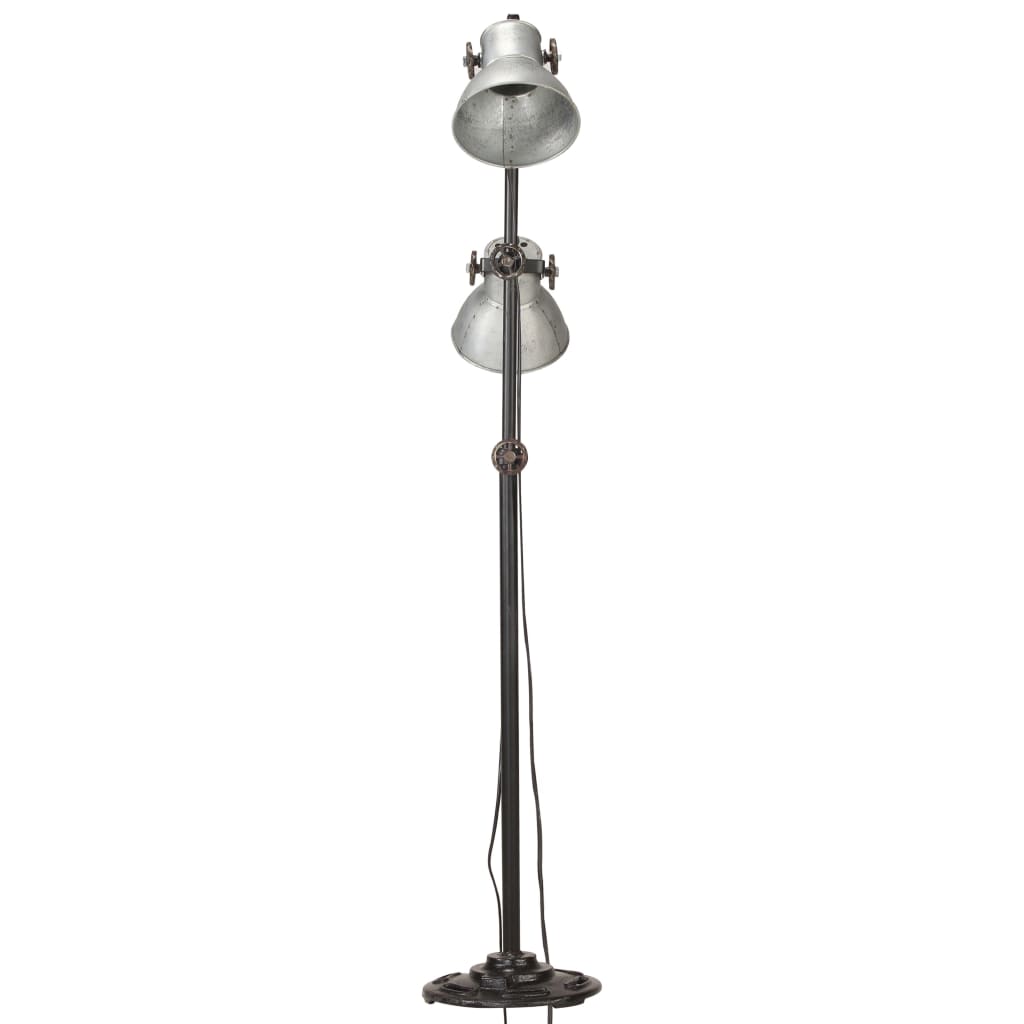 Vidaxl vloerlamp met 2 lampenkappen e27 gietijzer zilverkleurig