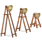 Vidaxl vloerlampen 3 st e27 massief mangohout messingkleurig