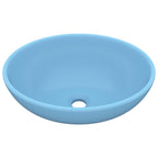 Vidaxl wastafel ovaal 40x33 cm keramiek mat lichtblauw