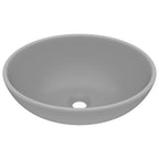 Vidaxl wastafel ovaal 40x33 cm keramiek mat lichtgrijs