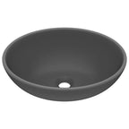 Vidaxl wastafel ovaal 40x33 cm keramiek mat donkergrijs