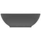 Vidaxl wastafel ovaal 40x33 cm keramiek mat donkergrijs