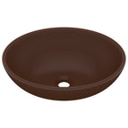 Vidaxl wastafel ovaal 40x33 cm keramiek mat donkerbruin