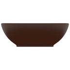 Vidaxl wastafel ovaal 40x33 cm keramiek mat donkerbruin