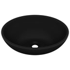 Vidaxl wastafel ovaal 40x33 cm keramiek matzwart