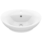 Vidaxl wastafel met overloop ovaal 58,5x39 cm keramiek matwit