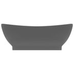 Vidaxl wastafel met overloop ovaal 58,5x39 cm keramiek mat donkergrijs