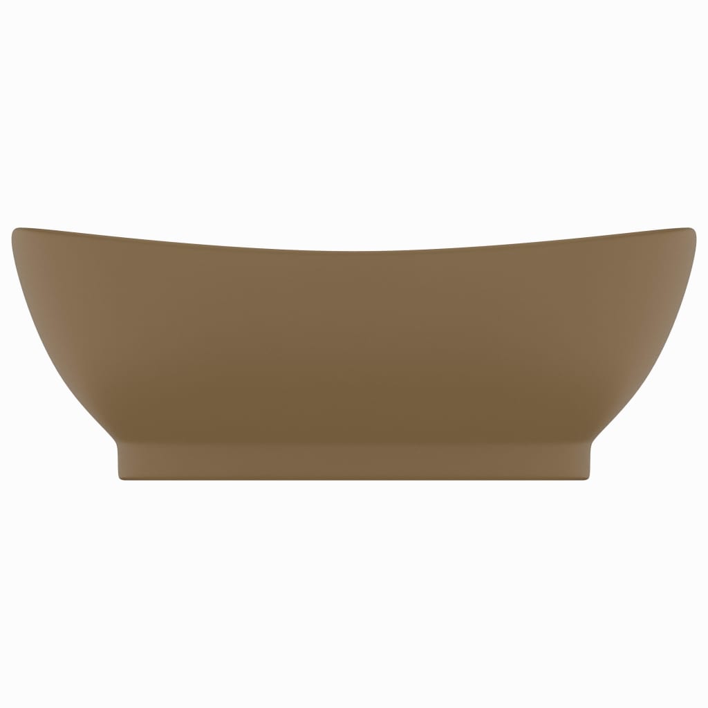 Vidaxl wastafel met overloop ovaal 58,5x39 cm keramiek matcrème