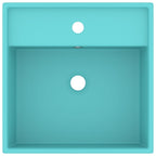 Vidaxl wastafel met overloop vierkant 41x41 cm keramiek mat lichtgroen