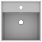 Vidaxl wastafel met overloop vierkant 41x41 cm keramiek mat lichtgrijs