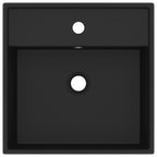 Vidaxl wastafel met overloop vierkant 41x41 cm keramiek matzwart