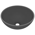 Vidaxl wastafel rond 32,5x14 cm keramiek mat donkergrijs