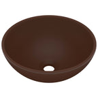 Vidaxl wastafel rond 32,5x14 cm keramiek mat donkerbruin