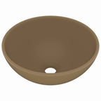 Vidaxl wastafel rond 32,5x14 cm keramiek matcrème