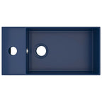Vidaxl wastafel met overloop keramiek donkerblauw