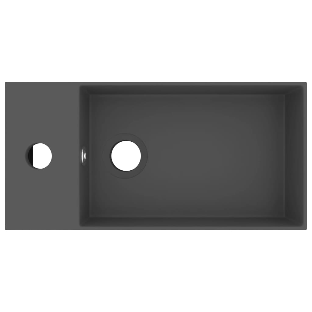 Vidaxl wastafel met overloop keramiek donkergrijs