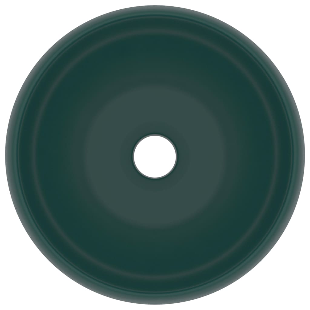 Vidaxl wastafel rond 40x15 cm keramiek mat donkergroen