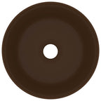 Vidaxl wastafel rond 40x15 cm keramiek mat donkerbruin