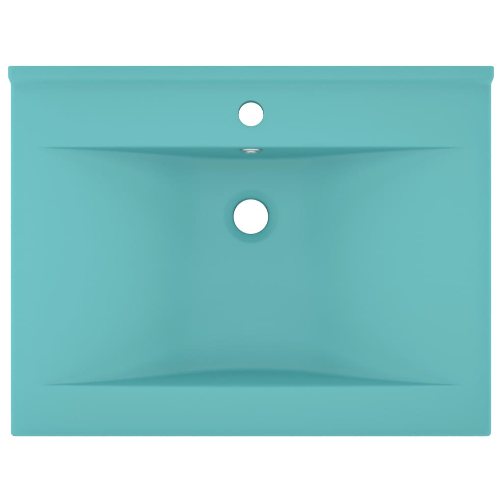 Vidaxl wastafel met kraangat 60x46 cm keramiek mat lichtgroen