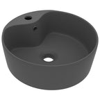 Vidaxl wastafel met overloop 36x13 cm keramiek mat donkergrijs