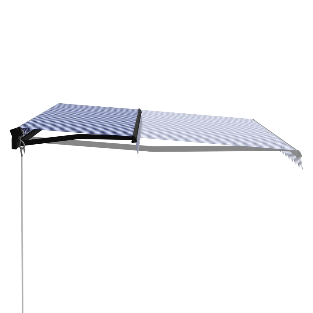 VidaXL Luifel handmatig uittrekbaar 450x300 cm blauw en wit