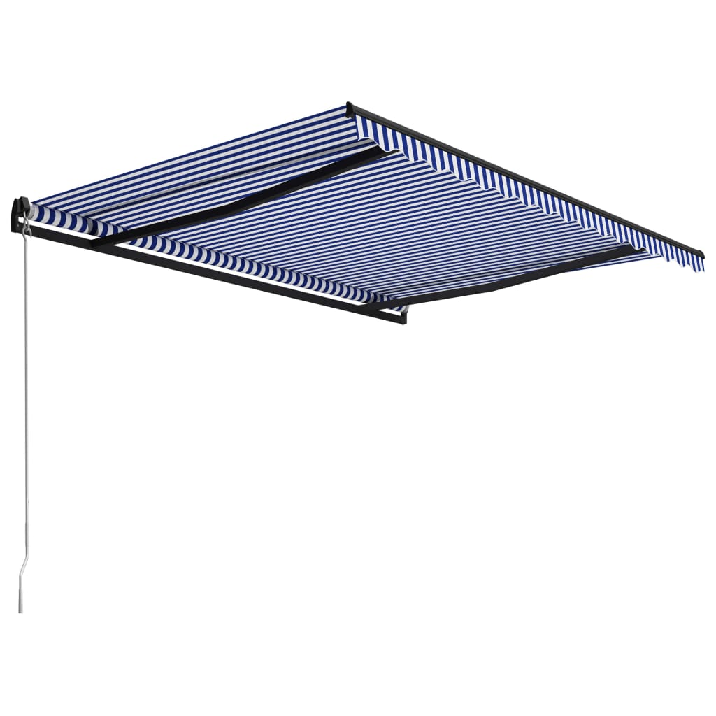 VidaXL Luifel handmatig uittrekbaar 450x300 cm blauw en wit