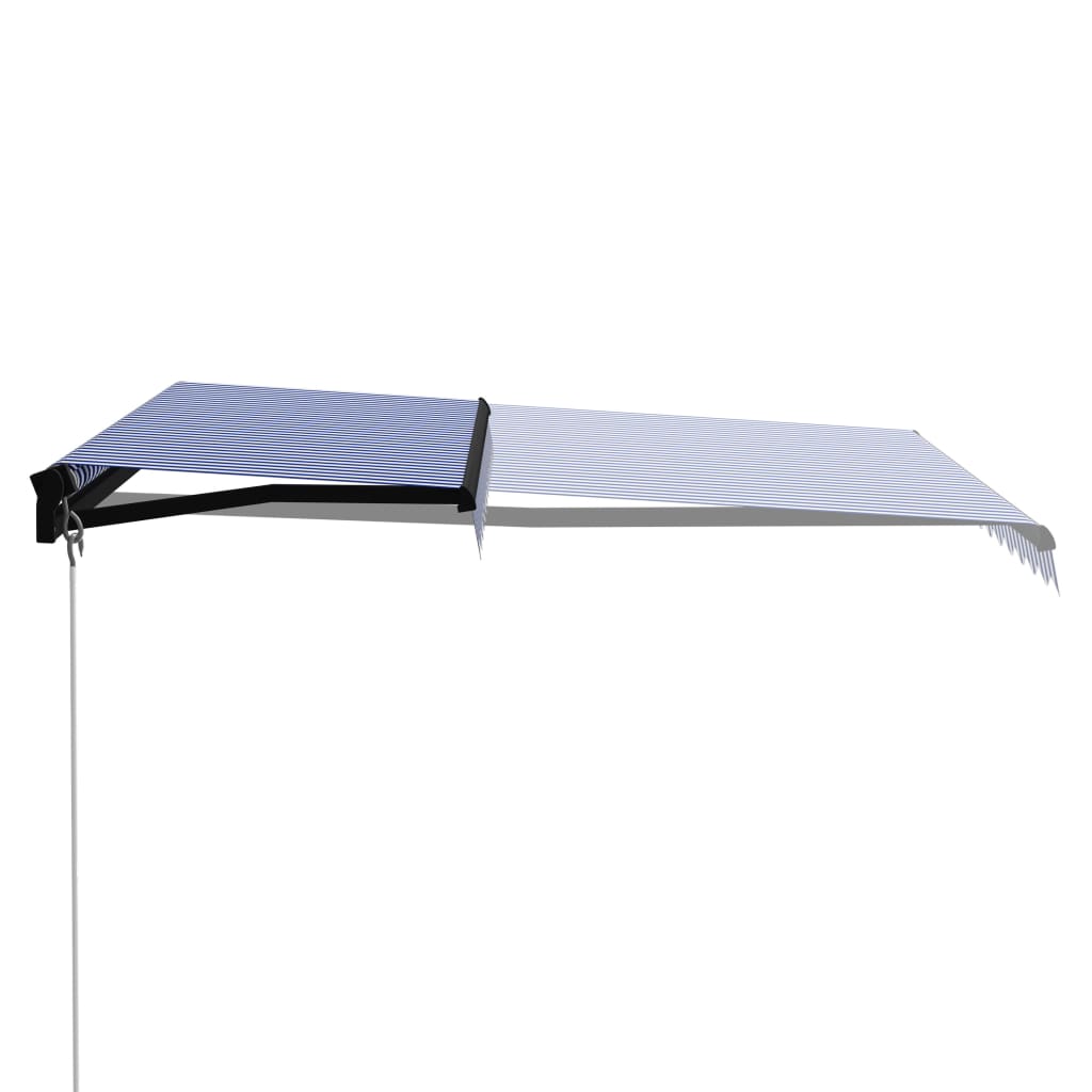 Vidaxl luifel handmatig uittrekbaar met led 300x250 cm blauw en wit