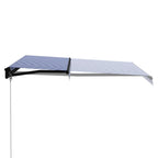 Vidaxl luifel handmatig uittrekbaar met led 300x250 cm blauw en wit