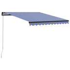 VidaXL Luifel handmatig uittrekbaar met LED 350x250 cm blauw en wit