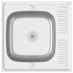 Vidaxl gootsteen met afvoerset 600x600x155 mm roestvrij staal zilver