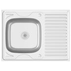 Vidaxl gootsteen met afvoerset 800x600x155 mm roestvrij staal zilver