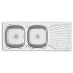 Vidaxl gootsteen dubbele bak 1200x600x155 mm roestvrij staal zilver