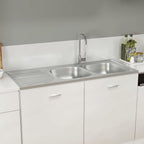 Vidaxl gootsteen dubbele bak 1200x600x155 mm roestvrij staal zilver
