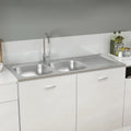 Vidaxl gootsteen dubbele bak 1200x600x155 mm roestvrij staal zilver